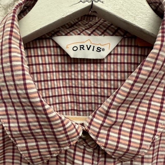 ORVIS checkered button down women’s size large pink - Picture 6 of 6